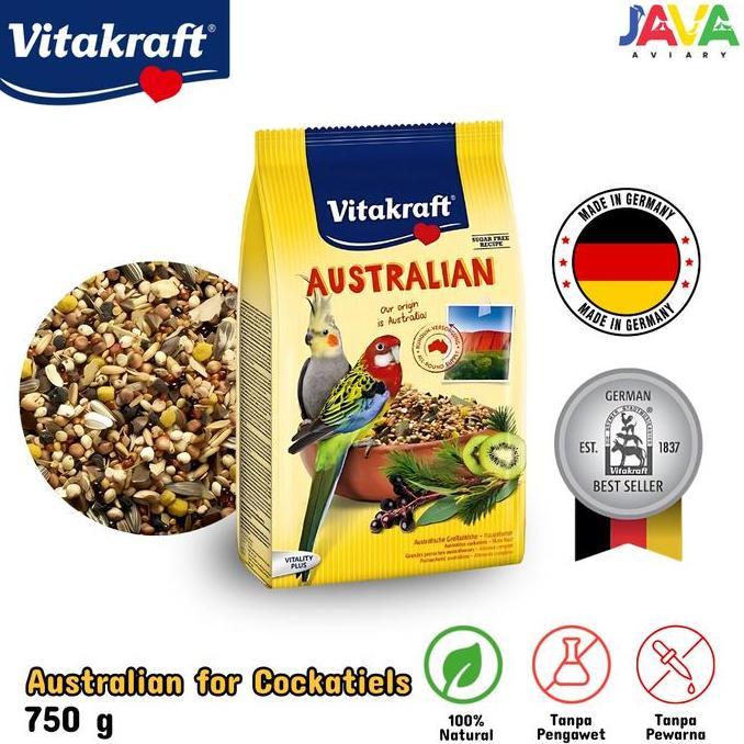 Vitakraft Australian for Cockatiels 750gr Makanan Premium Mix Burung Cockatiels Parkit Australia Fal