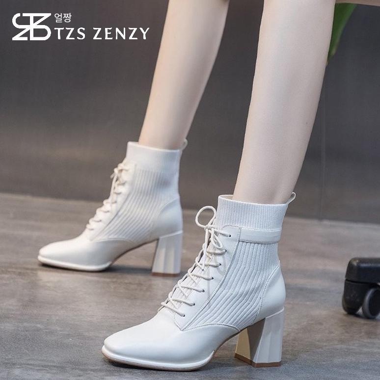 READY STOCK TZS Zenzy Clarine Heels - Sepatu Boots Heels Wanita - Boots Heels Modis - Boots Heels Ch