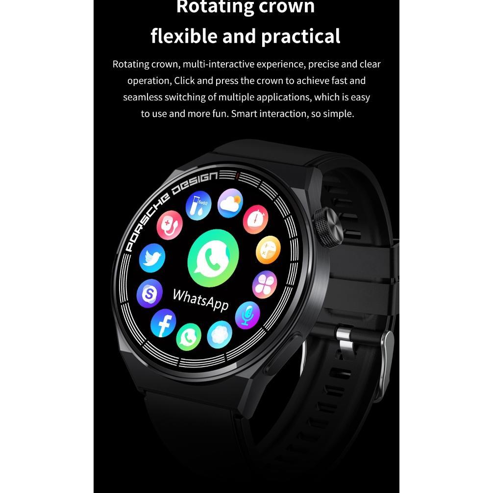 paket hemat cod100%original samsung smartwatch gt8 porsche gps nfc smart watch 1.28 inch screen blue