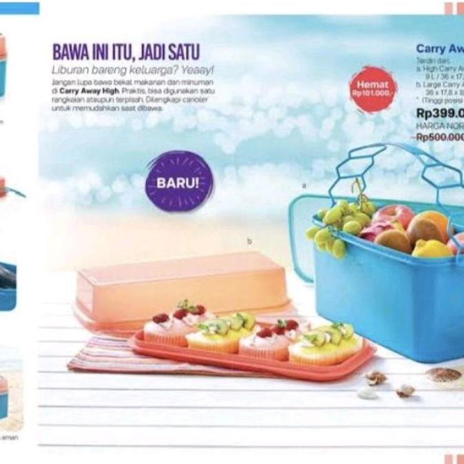 Tupperware Carry Away High Wadah Rantang Jumbo 9L dengan Seal dan Carolier Praktis untuk Liburan dan