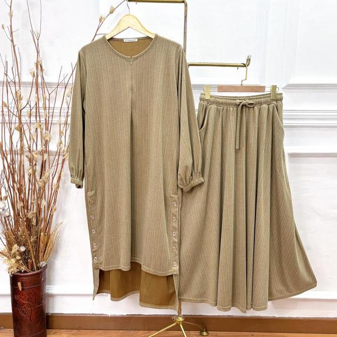 DV321 - JV Hasanah Set Midi Tunic Knit - Tunik Knit Busui Friendly Kaos Adem