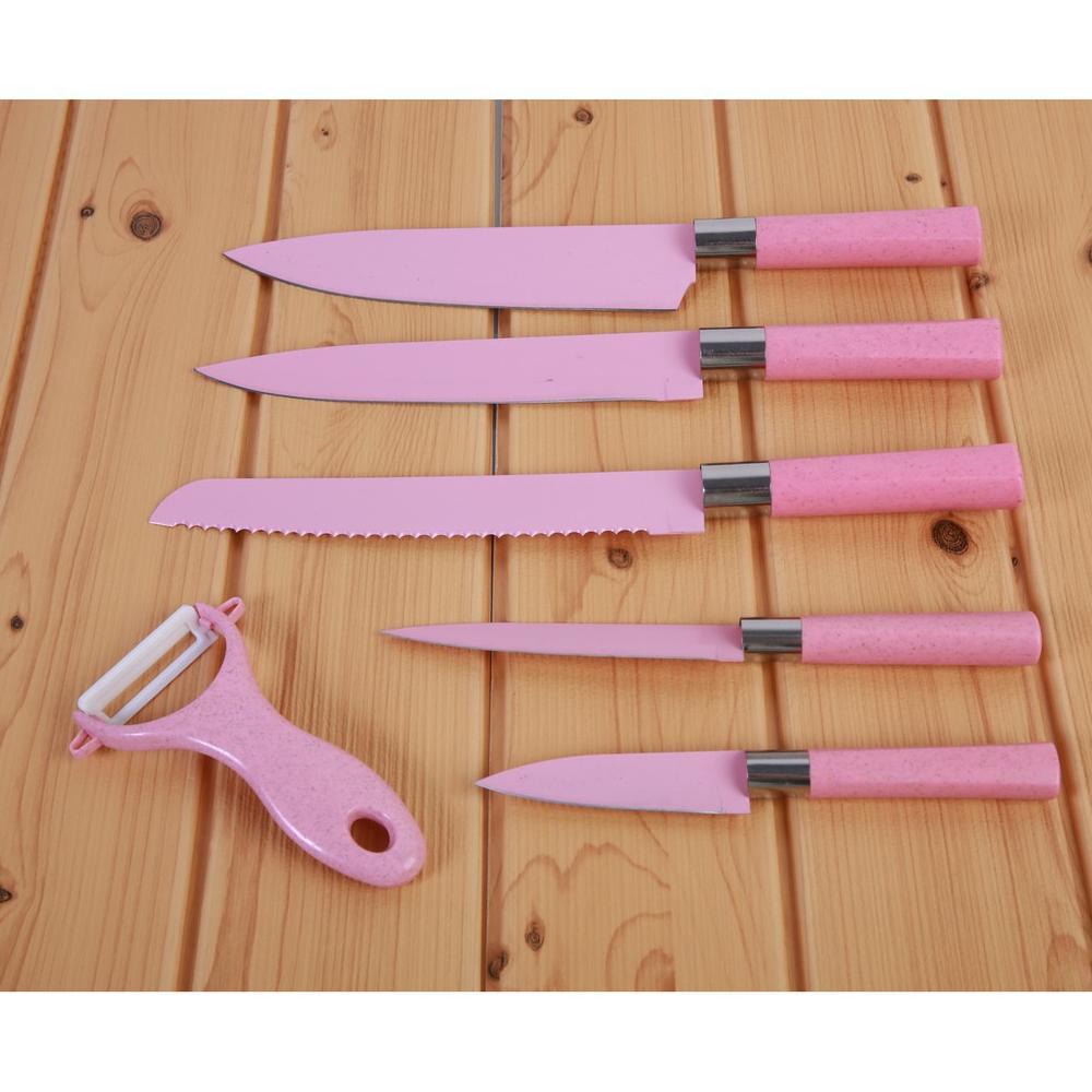 Promo Sale Vs333 Pisau Dapur Set Full Color Pink Isi 6 Pcs 05