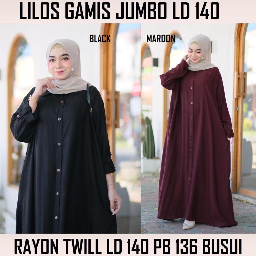 DISKON GAMIS JUBAH JUMBO RAYON TWILL 5L / DRESS MUSLIM LD 140 FULL KANCING XXXXXL