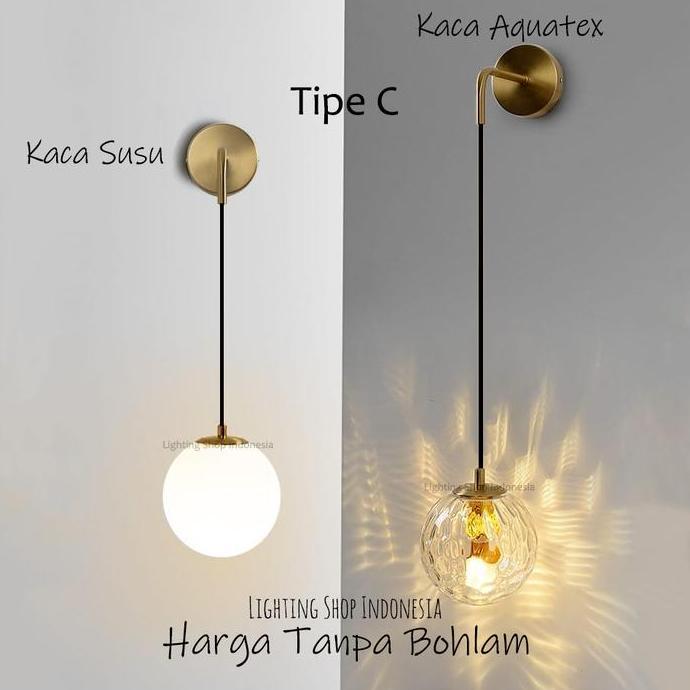 Lampu dinding gold kaca minimalis modern