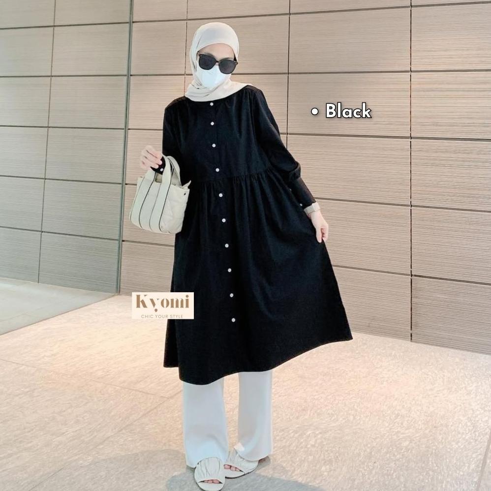 BEST SELLER JHIYO LONG TUNIK BAHAN KATUN POPLIN PREMIUM BY KYOMI-TUNIK POLOS RAMPLE SIMPLE CASUAL TE