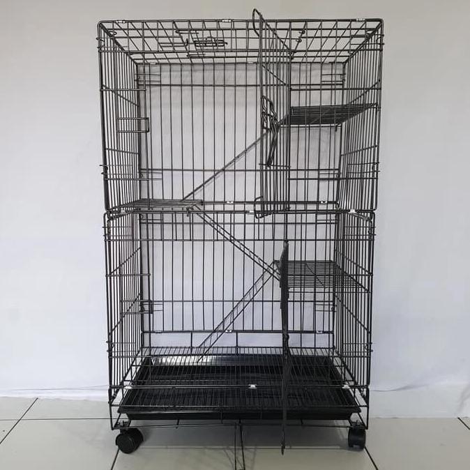 KANDANG KUCING LIPAT TINGKAT 3/KANDANG BESI LIPAT/KANDANG KUCING MURAH