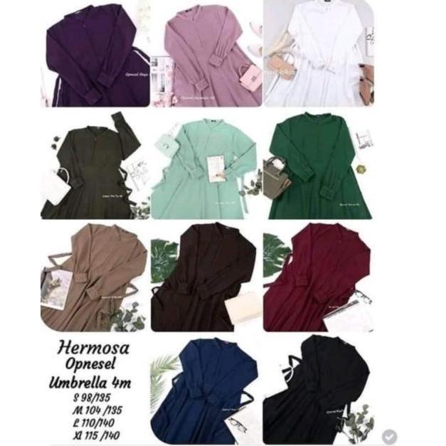 DF90 - [Gamis hermosa] Gamis polos SEMUA WARNA- GAMIS POLOS UNGU TUA, LAVENDER, PUTIH, Army, HIJAU S