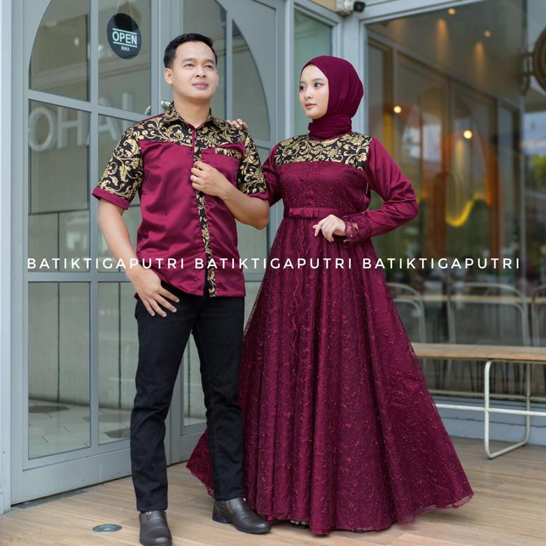 FREE ONGKIR COUPLE GAMIS KONDANGAN SET GAMIS MUTIARA BROKAT GAMIS COUPLE PASANGAN TERBARU GAMIS KOND