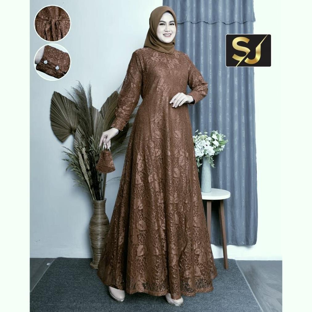 FREE ONGKIR GAMIS WANITA BROKAT SERAGAMAN MODEL TERBARU SUPER MEWAH/GAMIS WANITA IMPORT PREMIUM VIRA