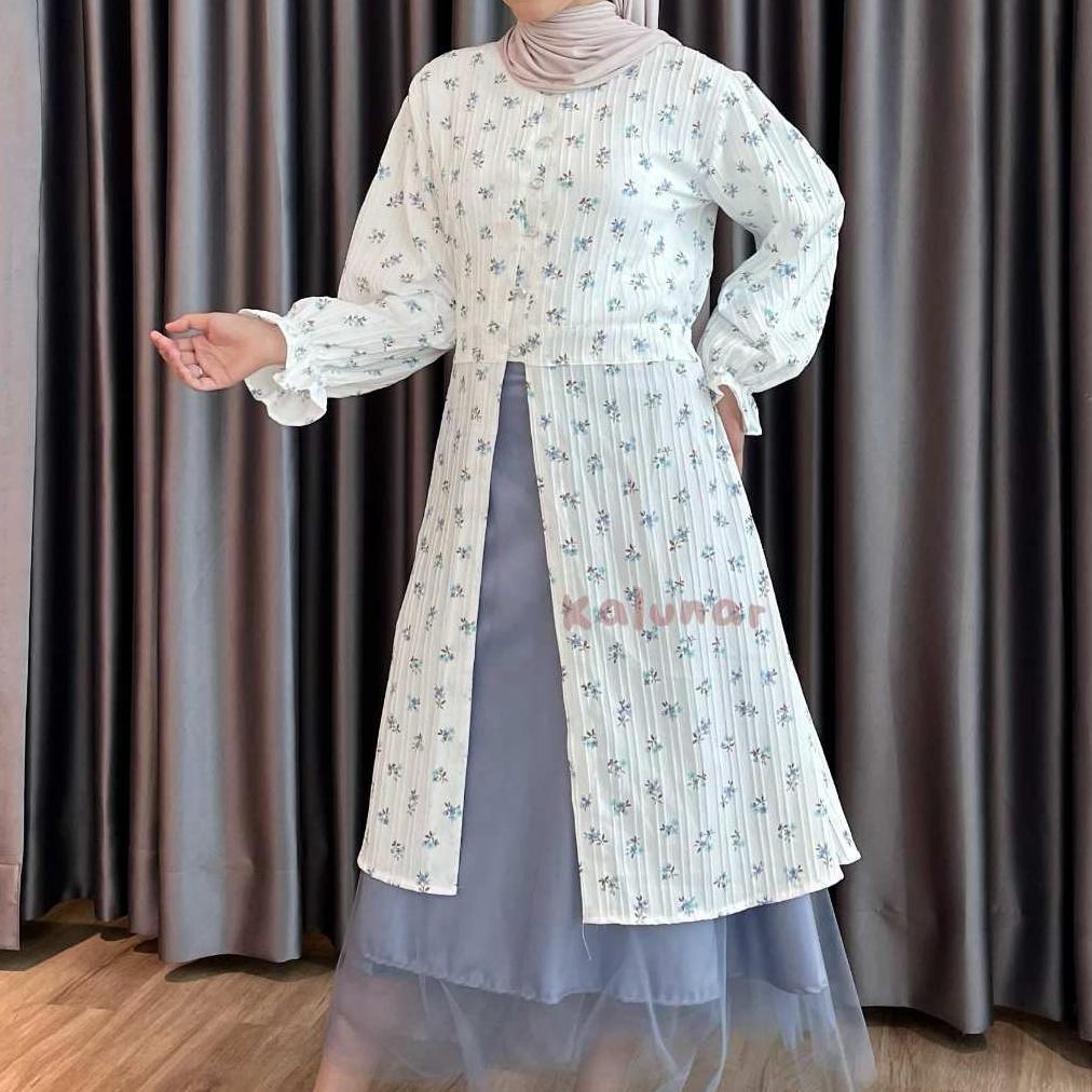BEST SELLER [READY STOCK] KALUNAR - DAISY TUNIK LEBARAN KONDANGAN (ATASAN GAMIS WANITA MOTIF BUNGA M