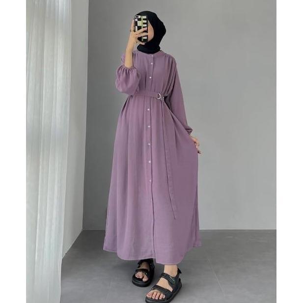 Instancodbisa- Gamis Syifa Crinkle Airflow | Gamis Terbaru Lebaran 2024 /Gamis/ Baju Gamis Lebaran 2
