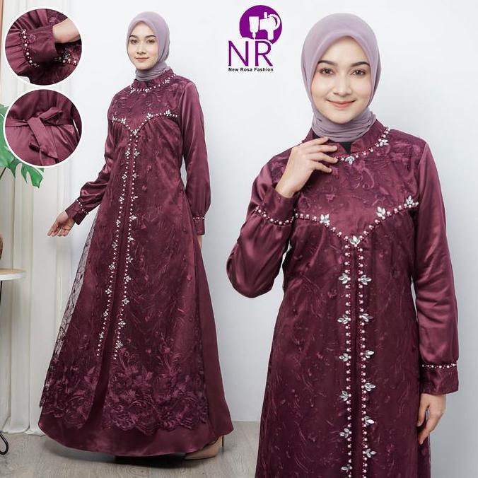 Instancodbisa- Vania Dress Full Payet Gamis Muslimah / Gamis Brukat Tile Muslim / Gamis Kondangan / 