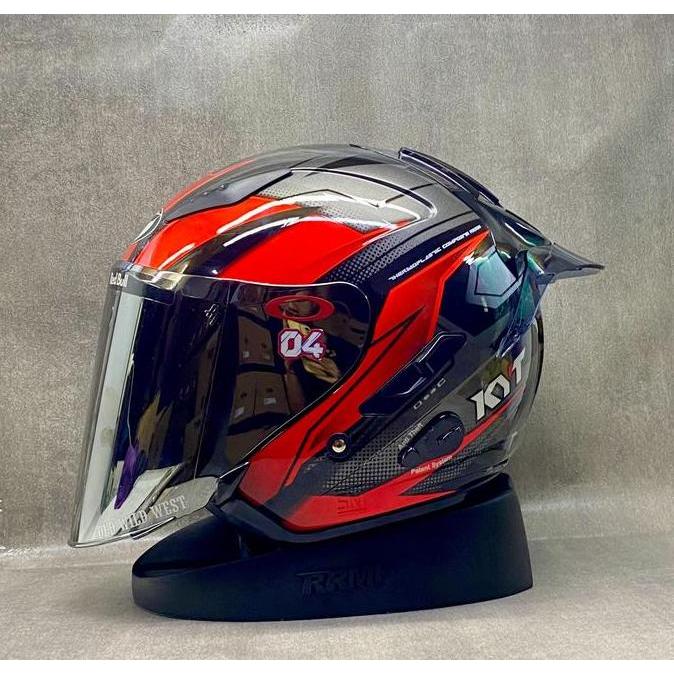 DE40 >> KYT GALAXY FLAT R ORI ALL MOTIF KC SILVER FREE SPOILER 2D & 3D - HELM HALF FACE DOUBLE VISOR