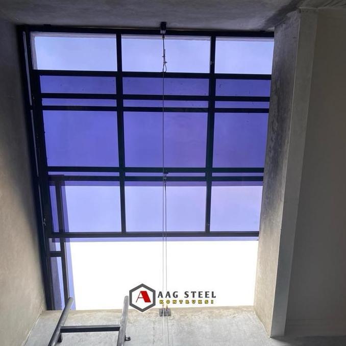 Homemid- Kanopi Sleding Tuas Catrol Solarflat 1,2Mm Rangka Holow 4X8 Dan 4X6  Minimalis  Besi Bulat