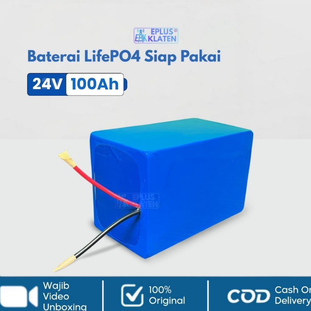Battery LifePO4 24V 100Ah 24 Volt + BMS Siap Pakai Baterai Cell Tinggi Setrum PDC PAC UPS Backup Lis