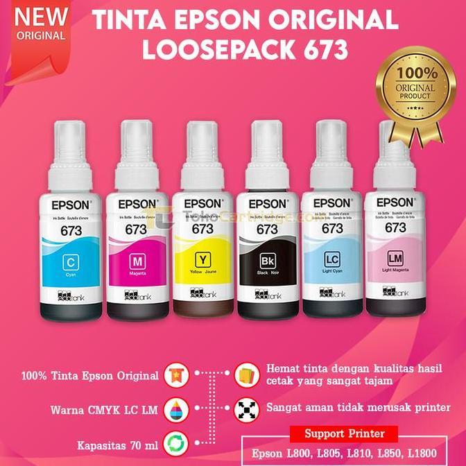 Tinta Epson 673 T673 Original Tinta Printer Epson L800 L805 L850 L1800
