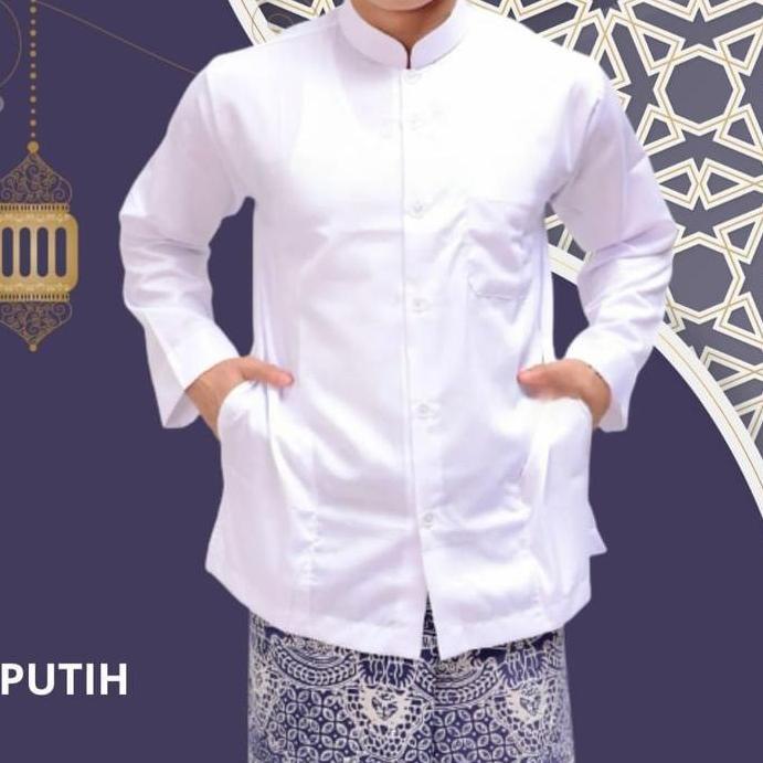 PREMIUM BAJU KOKO MODEL HABIB HAIBAH AMMU WARNA PUTIH POLOS TERSEDIA UKURAN JUMBO XXXXL BAJU KOKO BA