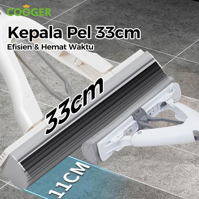 Lansungkirim- Cooger Sponge Mop Alat Pel Busa Peras Lipat Otomatis Pel Spons Pva 33Cm 3S Cepat Lunak