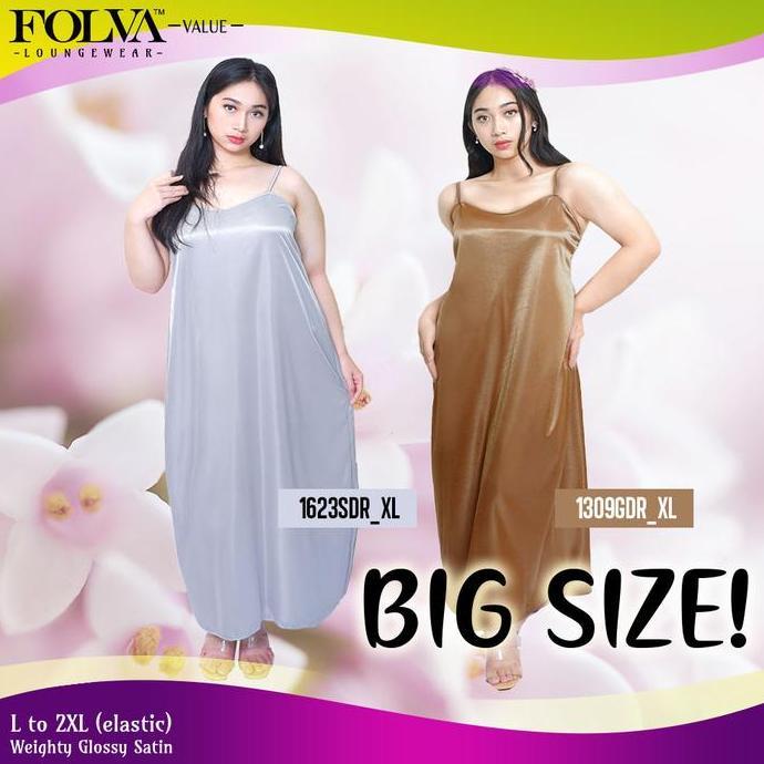 FOLVA tanktop dress panjang baju rumah satin 2XL jumbo