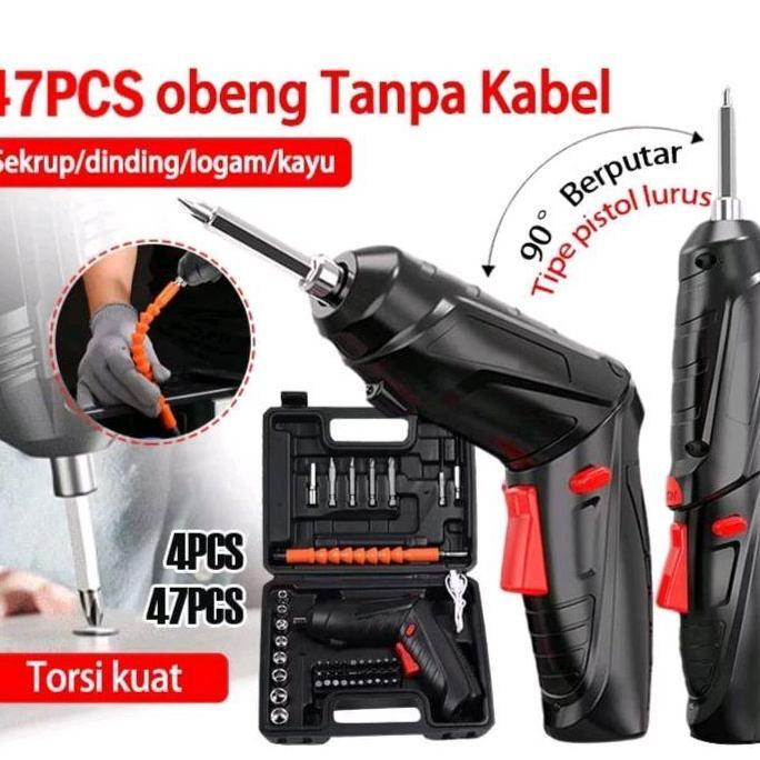 JUPRISYAHPU - MESIN OBENG LISTRIK BOR CORDLESS FOLDING MESIN BOR ELEKTRIK TANPA KABEL SATU SET KOPER