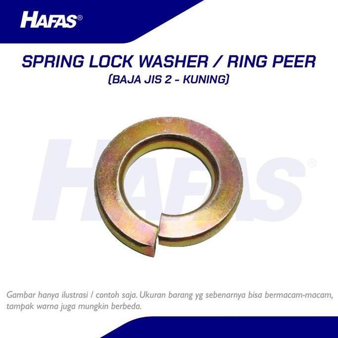 TERBARU - Ring Peer Baja JIS 2, M14 (kuning) | Spring Lock Washer WL - 50 pcs