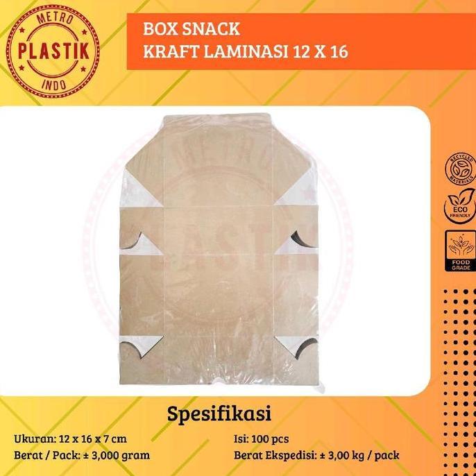 Yxwrg- 100Pcs Box Snack Dus Kraft Laminasi Coklat 12X16 / Dus Kotak Kue Roti Kraft Laminasi Coklat 1