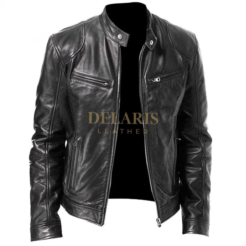 READY STOCK Delaris Jaket Kulit Pria Vector Hitam Cokelat