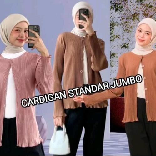 DR284 - CARDIGAN RIB RAJUT  WANITA  SEMI JUMBO LD 110-120 MAX BB80