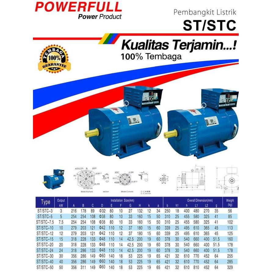 Terlaris Dinamo Pembangkit Listrik Stc-40Kw Powerfull Alternator #100% Tembaga