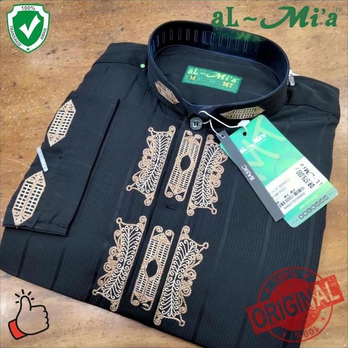 DV154 - FREE BOX Baju koko al-mia MT hitam lengan panjang pria dewasa AlMia