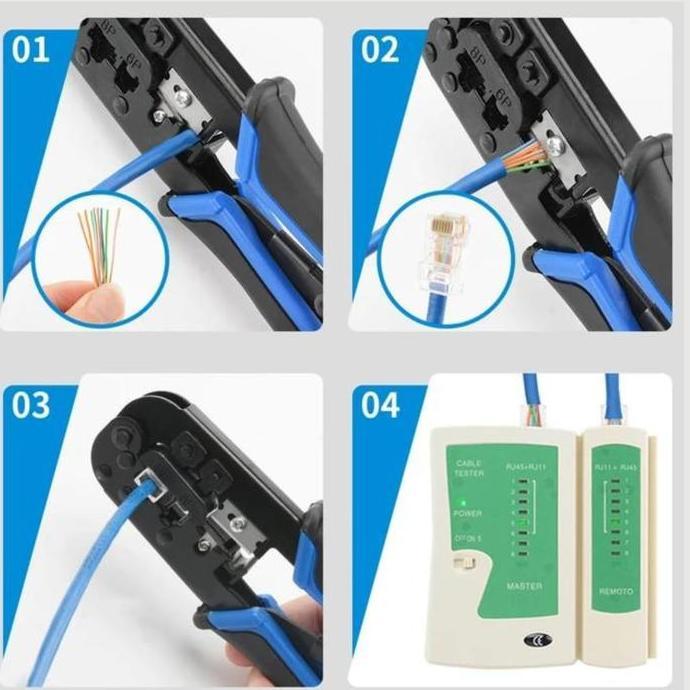 Deepflip- Konektor Rj45 Isi 50Pcs Anti Gagal Kabel Tembus Rj45 Kabel Utp Lan