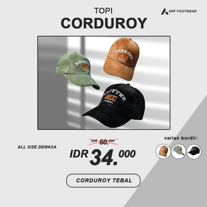 Caps- Arf Topi Corduroy Polo Cap Baseball Pria Wanita Distro Original Keren Dewasa Casual Cowok Cewe