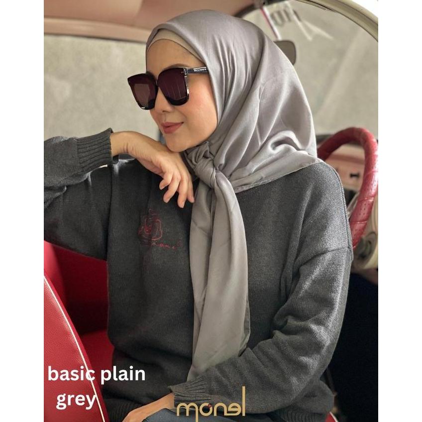 DF400 - Skyshop Hijab Basic Plain Scarf Series polosan By Monel Bahan Voal Premium Size 115 x115cm K