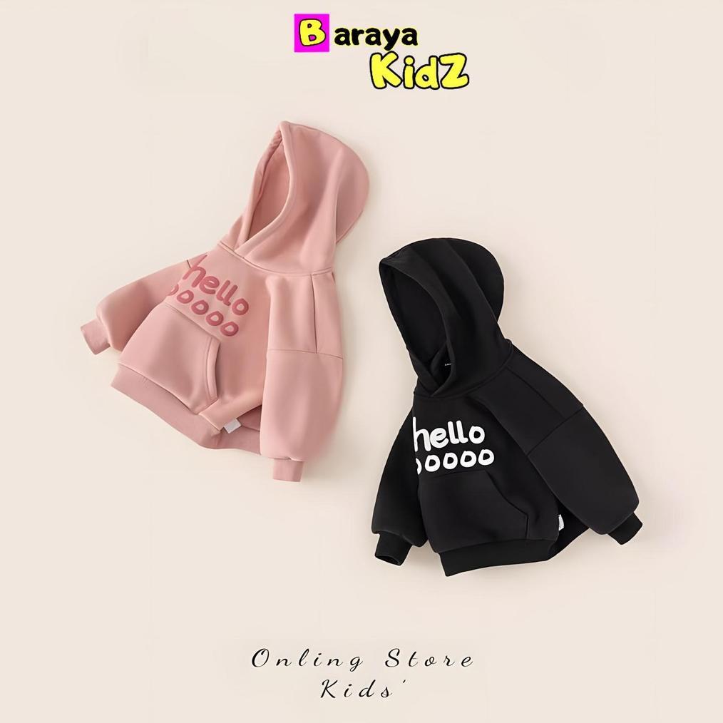 [NEW ARRIVAL] / [ Baraya Kidz ] Sweater Hoodie Anak Usia 1-8 Tahun Hodie Anak Unisex Motif Heloooo C