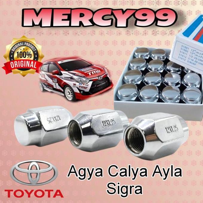 Mur Roda Racing Baut Velg Mobil Agya Calya Ayla Sigra 16/20 Biji Bahan Baja Made In Japan