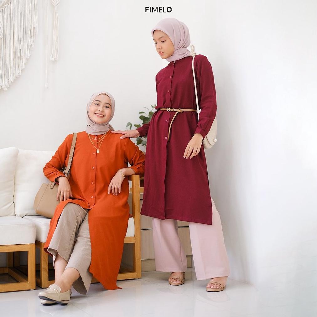Fimelo Cassy Tunik  (Tunik Polos  Wanita Lengan Panjang)
