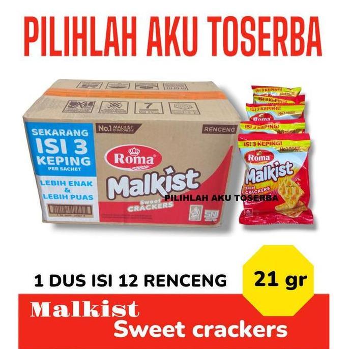 Biskuit Roma Malkist Crackers (tabur Gula) - 1 KARDUS ISI 12 RENCENG