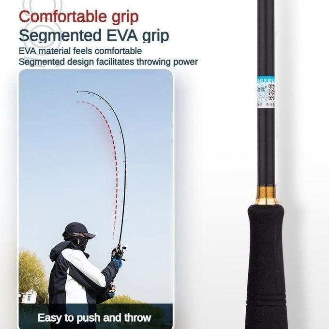 Caldari Set Pancing Spinning Lengkap - Joran Karbon ML Power + Reel Cumi-Cumi 80KG, Alat Pancing unt