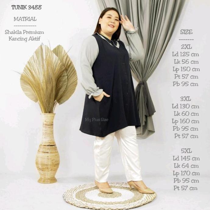 Tunik Jumbo Wanita 3488, Ld 125, 130 & 145 cm