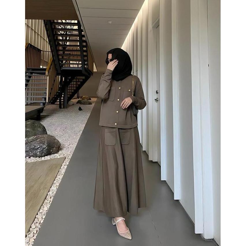 GONEGANI OFFICIAL - Pakaian Wanita Satu Set Rok Ima Set Sweater