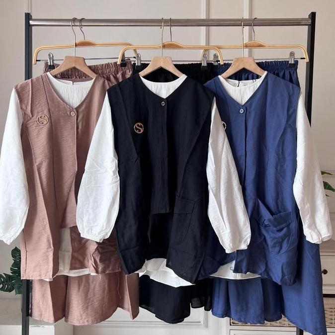 Raven One Set 3 in 1 bahan n by sarifashionofficial Celana Formal Baju Kantor