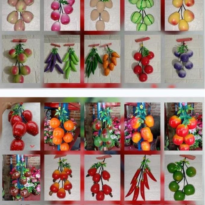 Buah kayu artificial / bunga hias gantung dekorasi dinding / hiasan buah gantung / dekorasi hiasan p