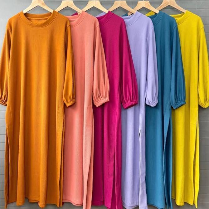 Midi kaos knit hanover long tunik merk clarke Fit Muslim
