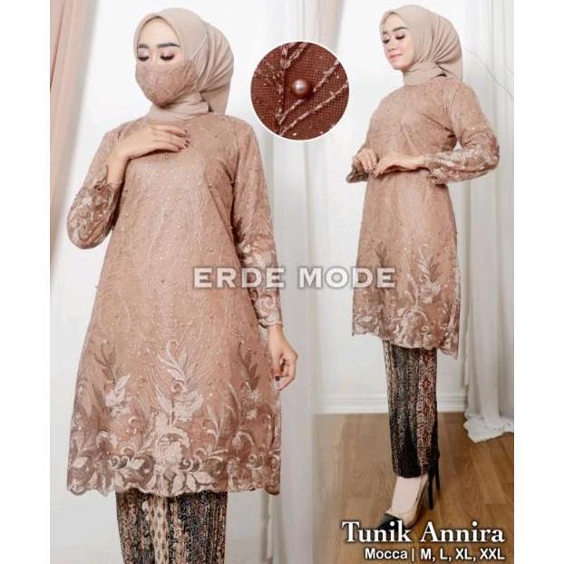 SETELAN KEBAYA TUNIK ANNIRA KEBAYA TUNIK MUSLIM Mutiara Panjang Baju Wanita Pesta Kondangan