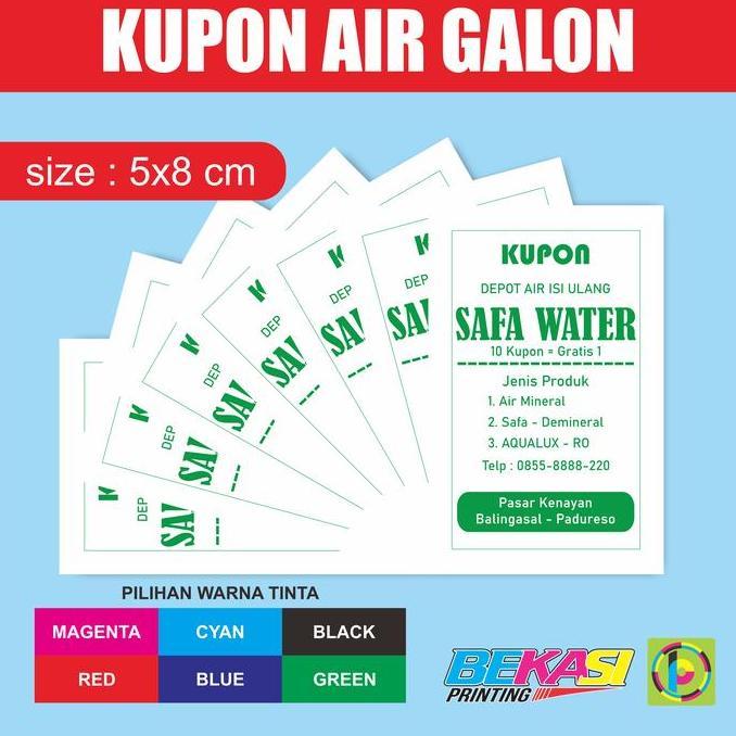 TERMURAH - 70 GSM Cetak Kupon Depot Air Minum Isi Ulang / Refill Galon HVS