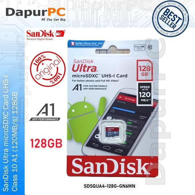 SanDisk 128GB Ultra microSDXC Card UHS-I Class 10 A1 120MB/s Original