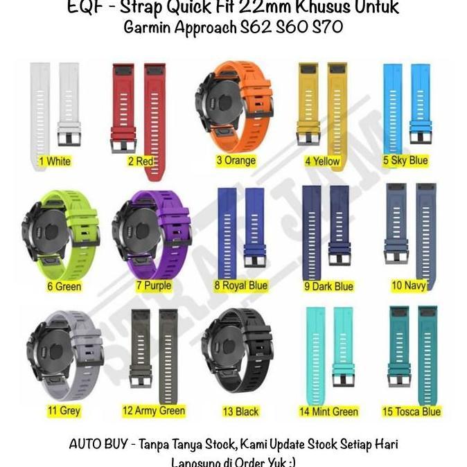 NEW EQF 22mm Strap Garmin Approach S70 S62 S60 - Tali Jam Tangan Quick Fit