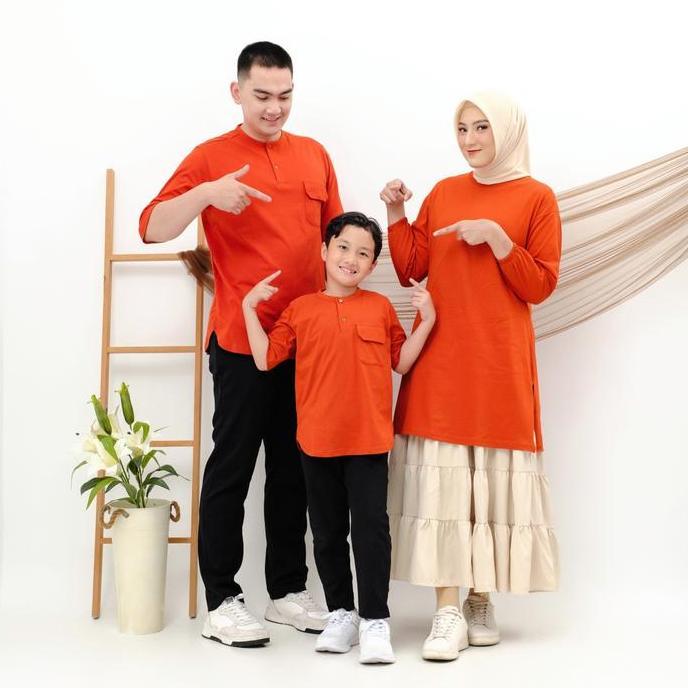 TEESHIRT - Set Couple keluarga Koko dan Tunik / Gamis Ibu Anak Muslim Atasan Bahan Katun combed 20s 