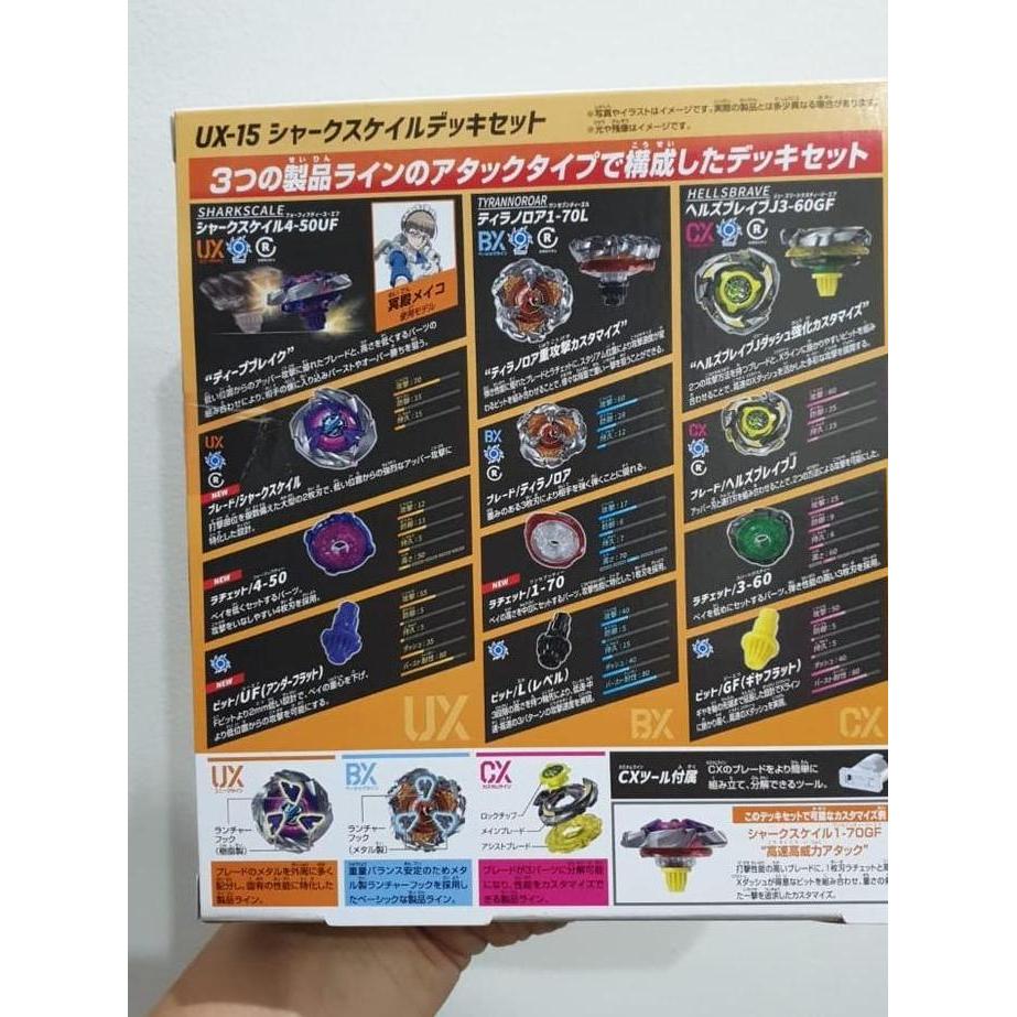 TAKARA TOMY BEYBLADE X UX-15 Shark Scale Deck Set Original Resmi ASIA Desain Unik Shark Scale BEYBLA