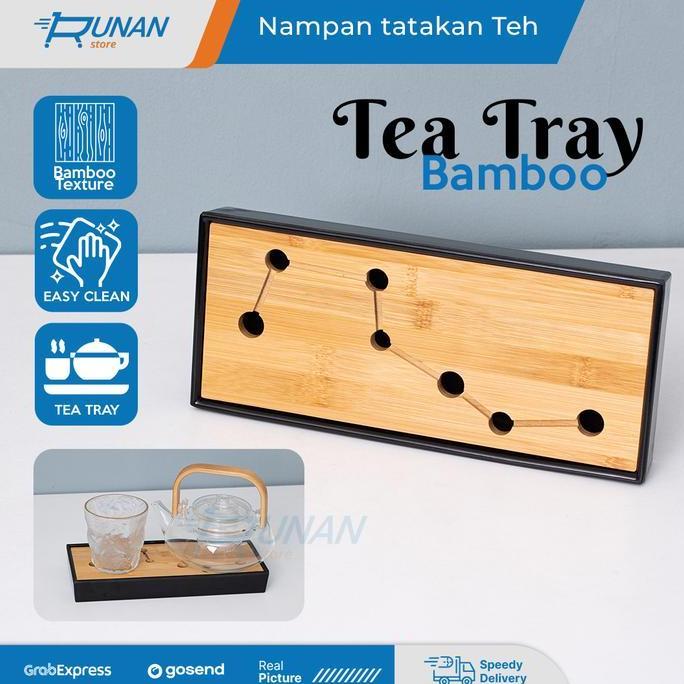 Tea Tray Bamboo - Nampan Baki Bambu Chinese Tea Tray Plastik Hitam